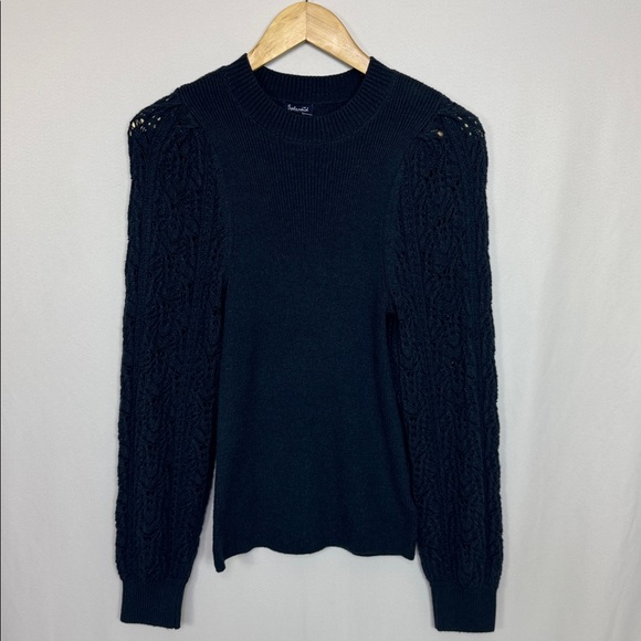 Splendid Pointelle Sweater Size Small Navy Blue Crewneck‎ - Picture 4 of 14